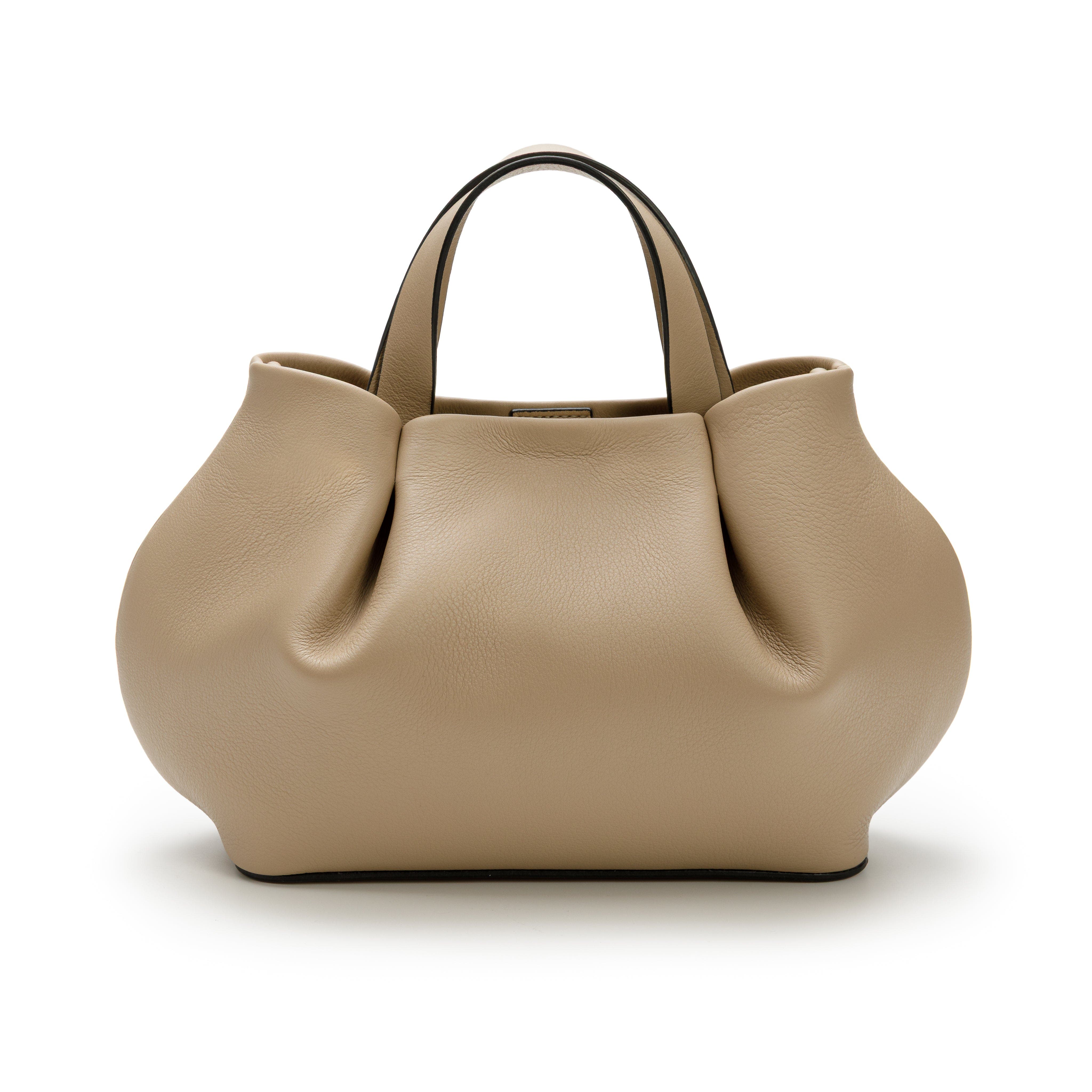 Isabela Shoulder Bag Sculpted From Full Grain Leather, Alternate, color, Taupe