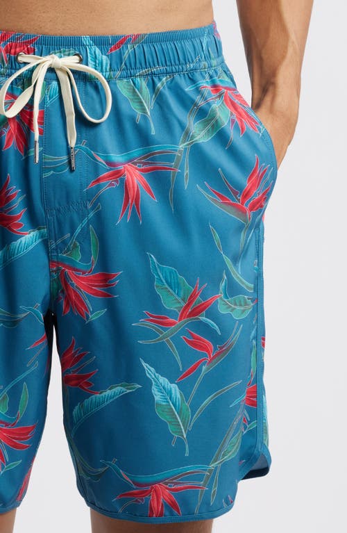 Fair Harbor The Anchor Swim Trunks In Teal Birds Of Paradise