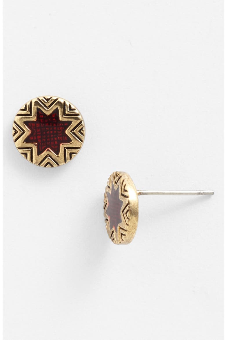 Sunburst Engraved Stud Earrings, Alternate, color, CRANBERRY/ GOLD