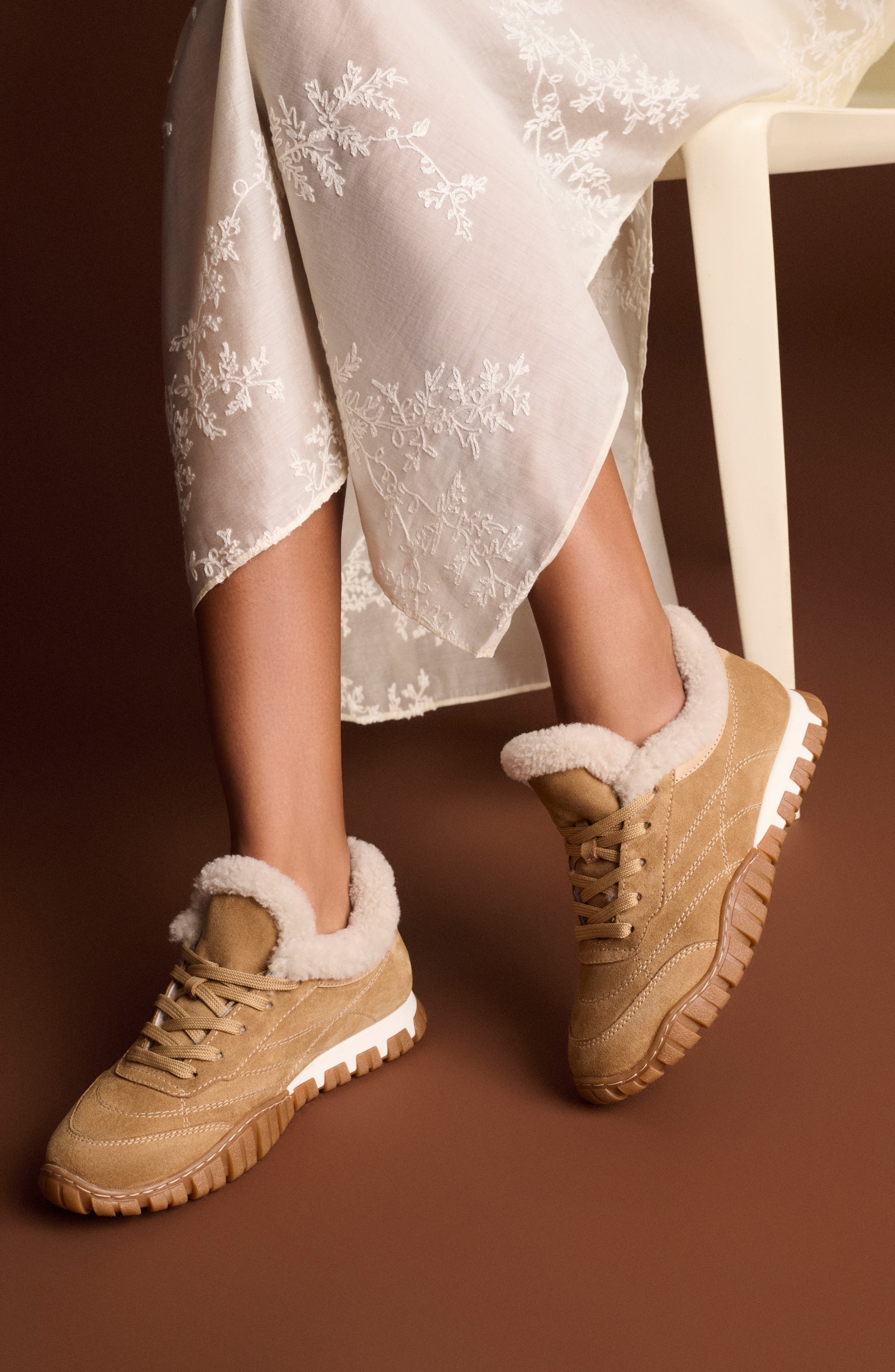 275 Central Qutie Genuine Shearling Lined Sneaker, Alternate, color, Chestnut