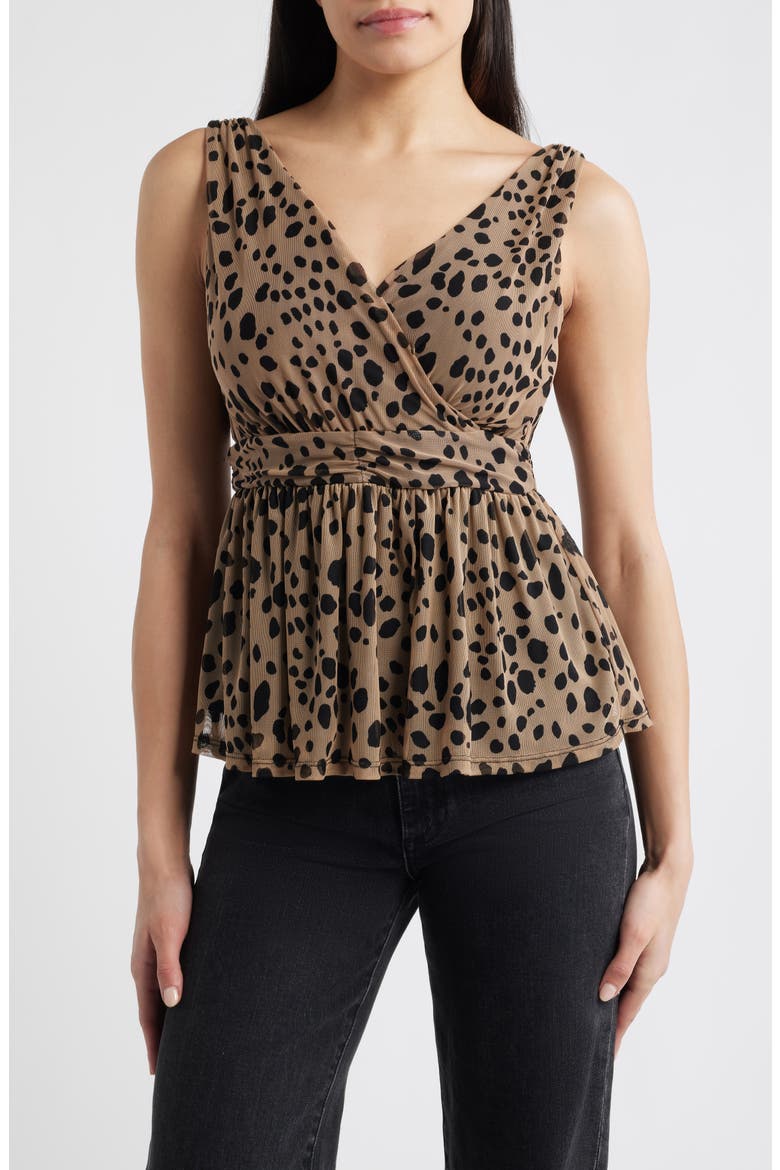 Sleeveless Peplum Top, Main, color, CAMEL
