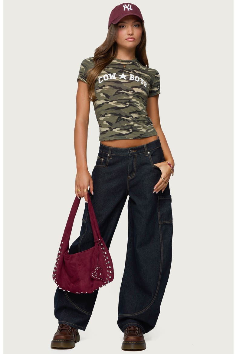 Aden Low Rise Barrel Leg Jeans, Alternate, color, DARK-BLUE