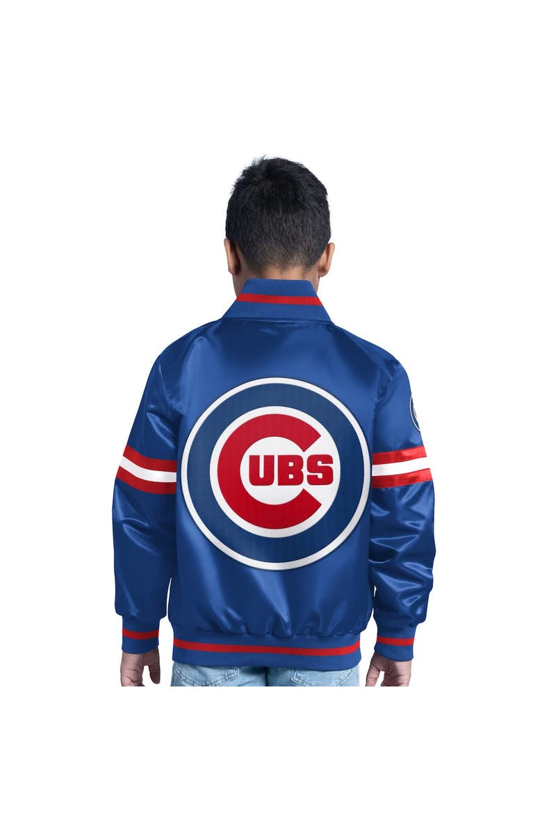 STARTER Youth Starter  Royal Chicago Cubs Scrimmage Full-Snap Varsity Jacket, Alternate, color, Royal