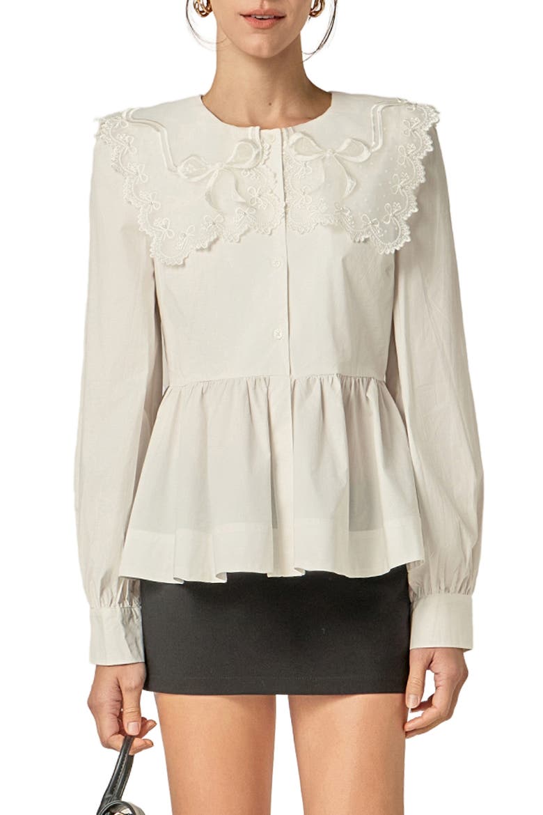 Collar Poplin Top, Main, color, WHITE