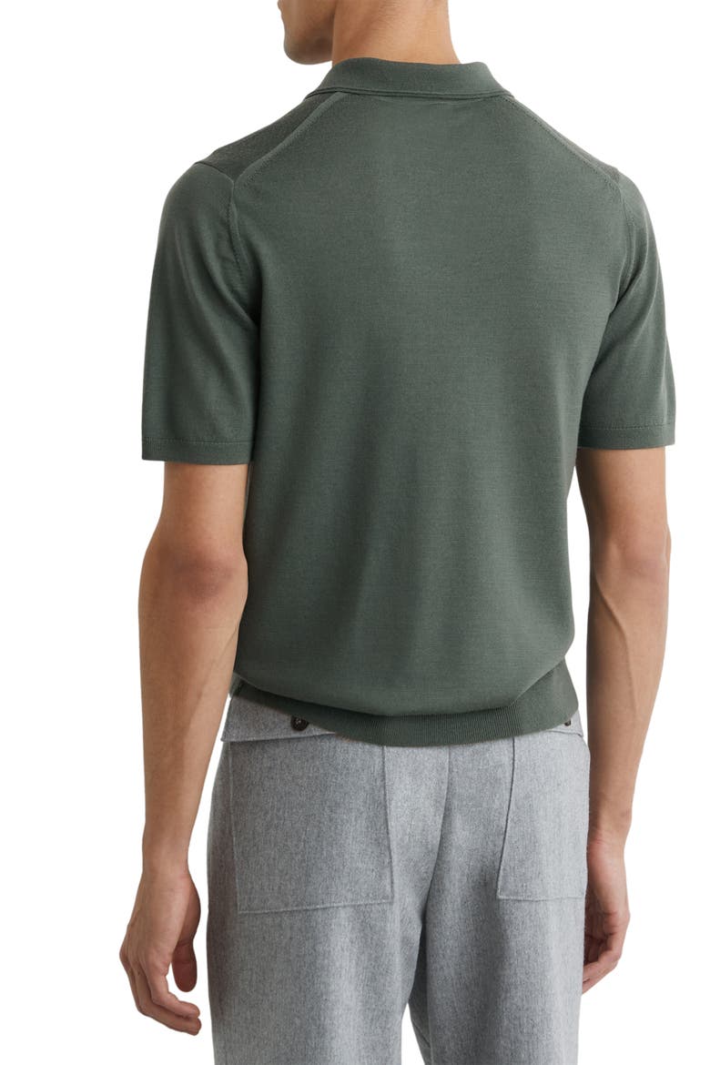 Duchie Johnny Collar Short Sleeve Wool Polo Sweater, Alternate, color, DARK GREEN