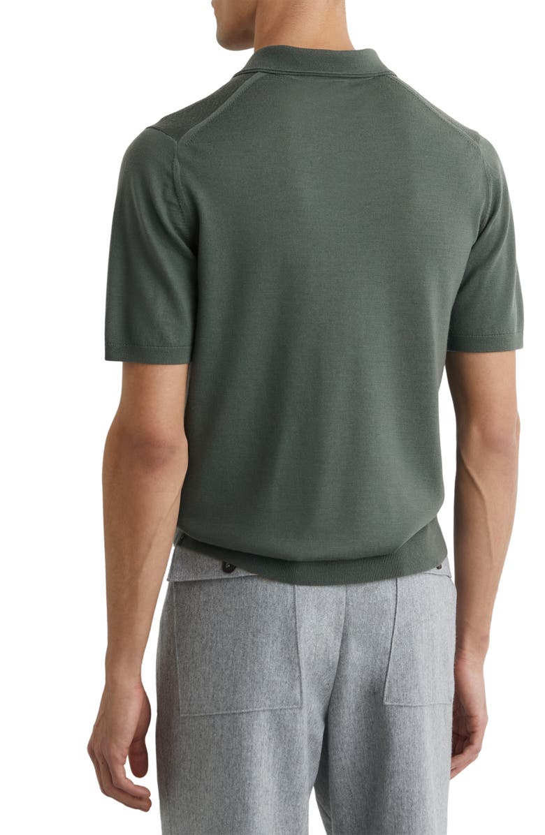 Reiss Duchie Johnny Collar Short Sleeve Wool Polo Sweater, Alternate, color, Kale Green