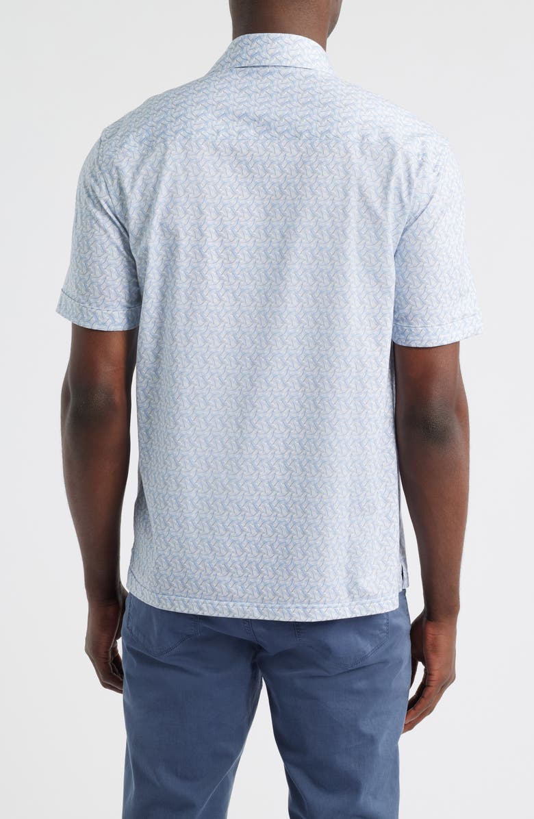 Bugatchi Milo OoohCotton<sup
®</sup
 Abstract Print Short Sleeve Button-Up Shirt, Alternate, color, Air Blue