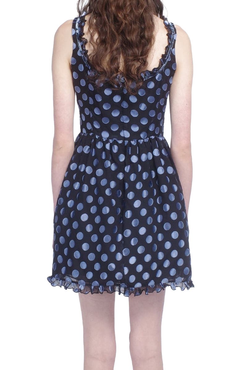 Anna Sui Dot Chiffon Ruffle Mini Dress, Alternate, color, Cornflower Multi