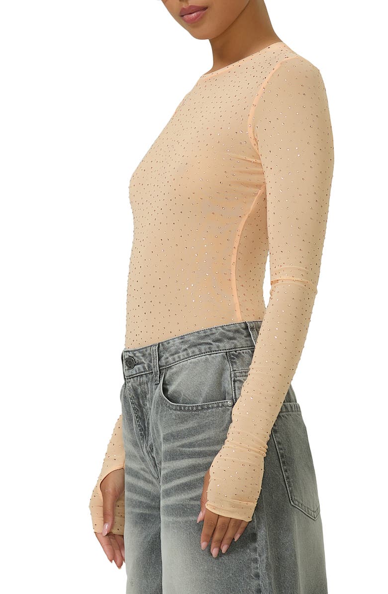 AFRM Kaylee Rhinestone Mesh Top, Alternate, color,