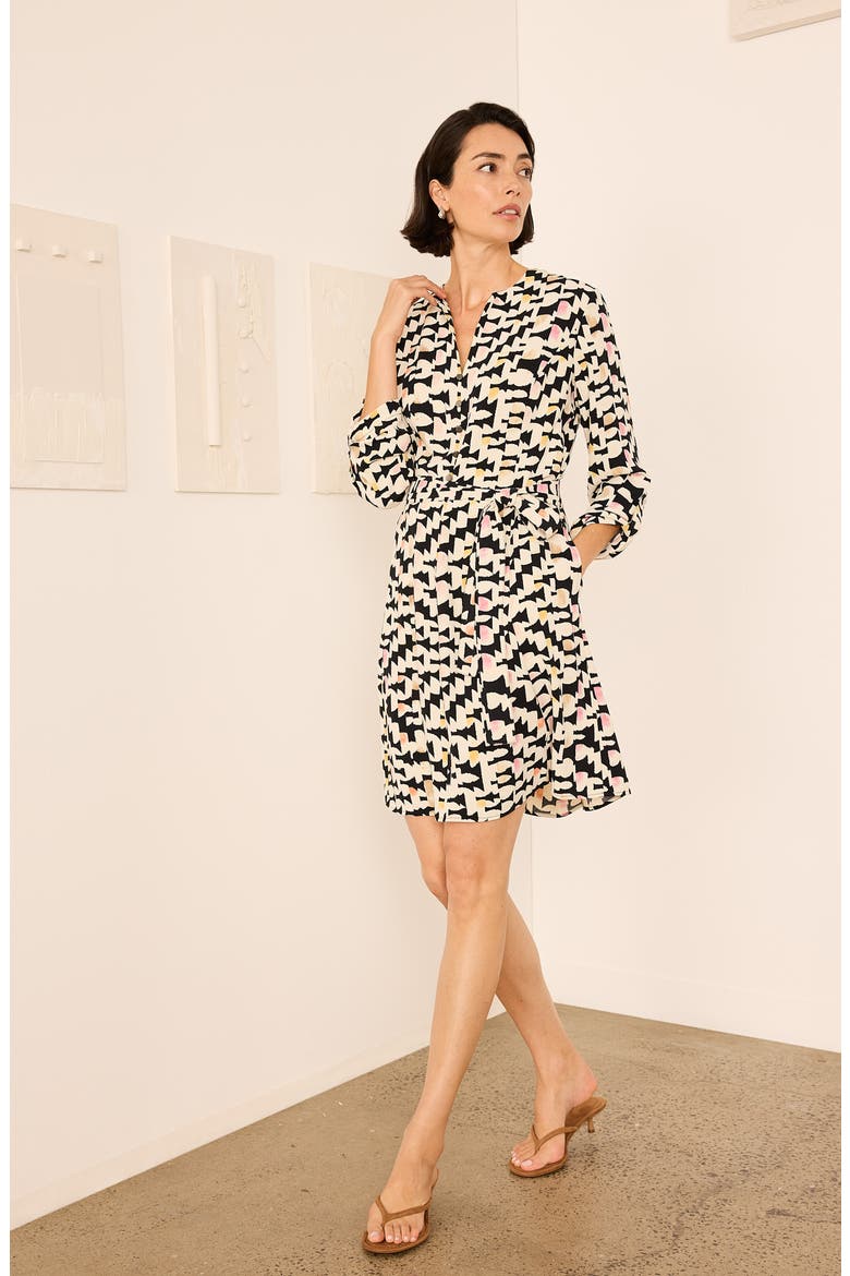 Mod Mix Zelda Tie Waist Dress, Alternate, color, BLACK MULTI