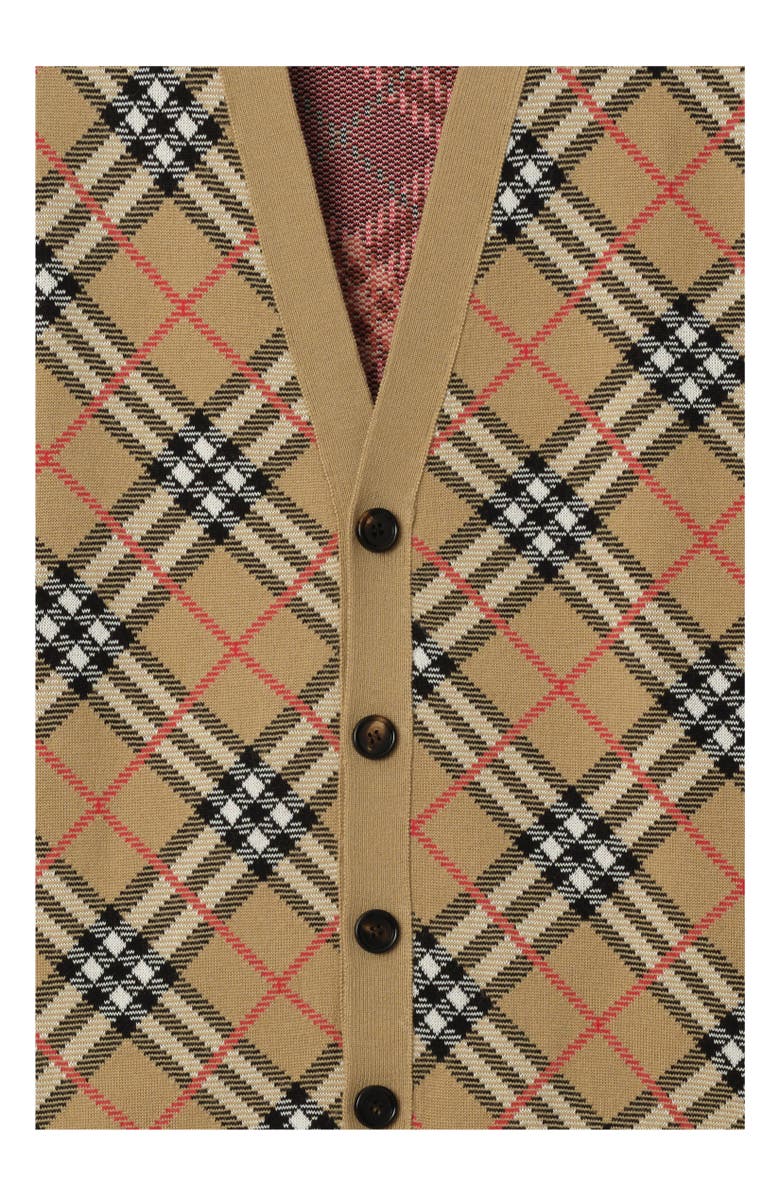 Burberry Check Wool Blend Cardigan, Alternate, color, Sand Beige