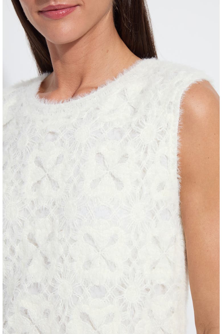 Camila Crochet Fuzzy Sleeveless Sweater, Alternate, color, SNOW WHITE