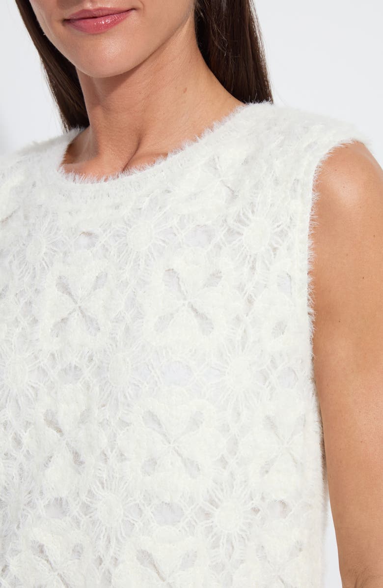 Lysse Camila Crochet Fuzzy Sleeveless Sweater, Alternate, color, Snow White