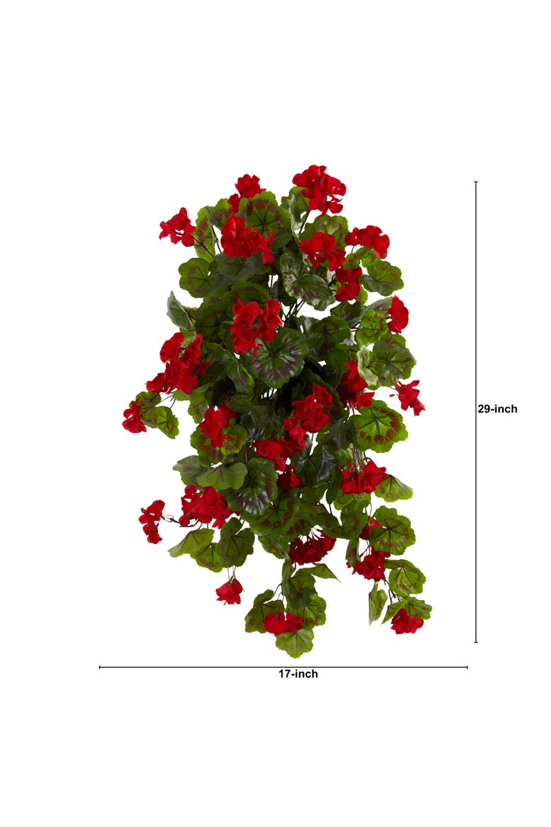 29-in UV Resistant Geranium Artificial Hanging Plant (Indoor/Outdoor) - Set of 2, Alternate, color, Red