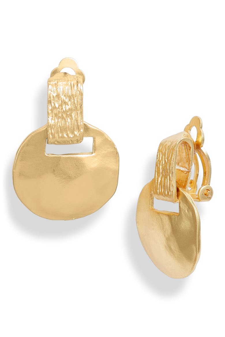 Mixed Metal Clip On Earrings, Main, color, GOLD