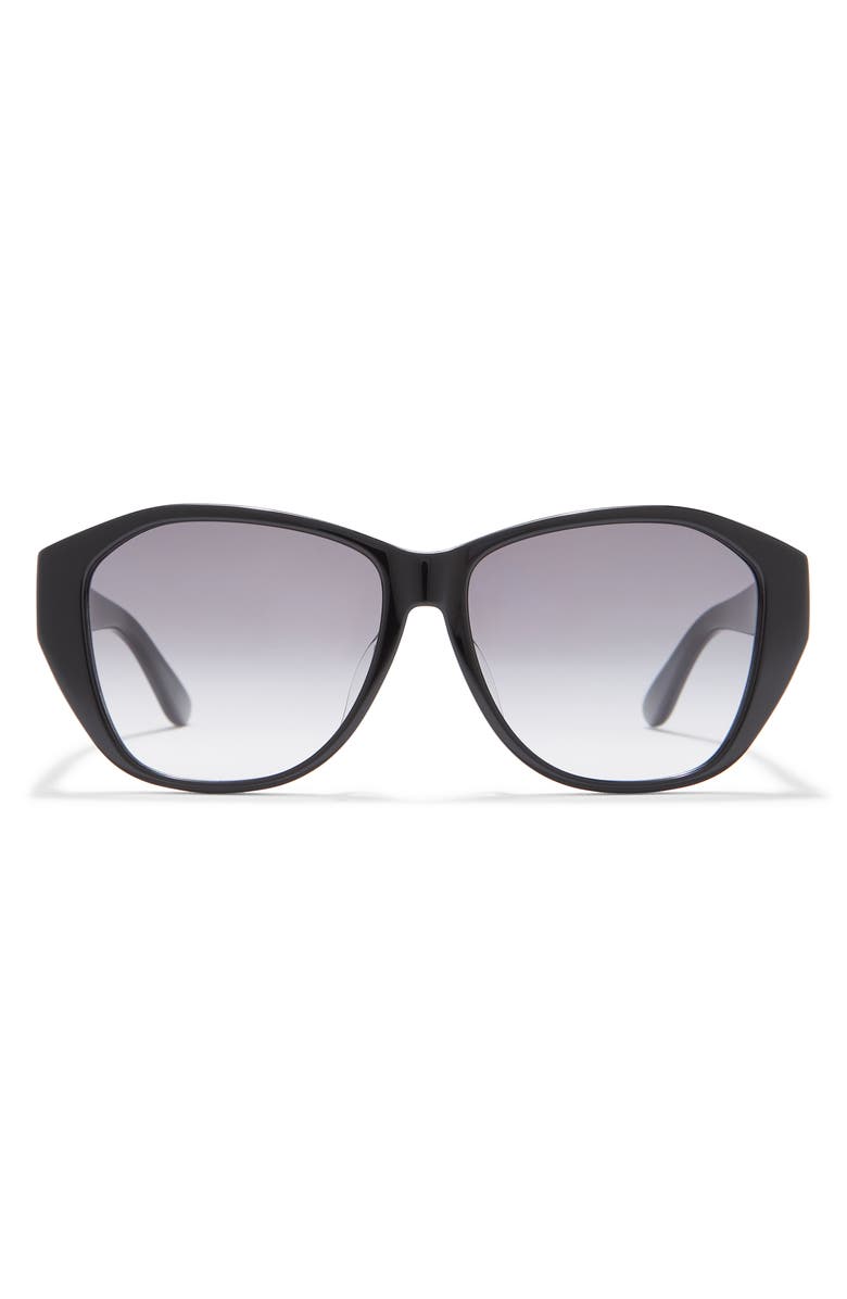 Saint Laurent 57mm Best Oval Sunglasses, Main, color, Black Black Grey