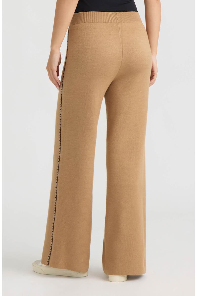 Wide Leg Embroidered Knit Pants, Alternate, color, BRITISH TAN