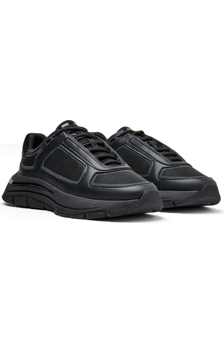 MALLET Alton Leather And Mesh Trainers, Alternate, color, Black