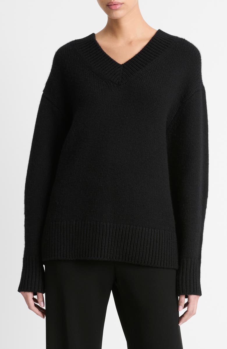 Vince Wool & Cashmere V-Neck Sweater, Main, color, Black