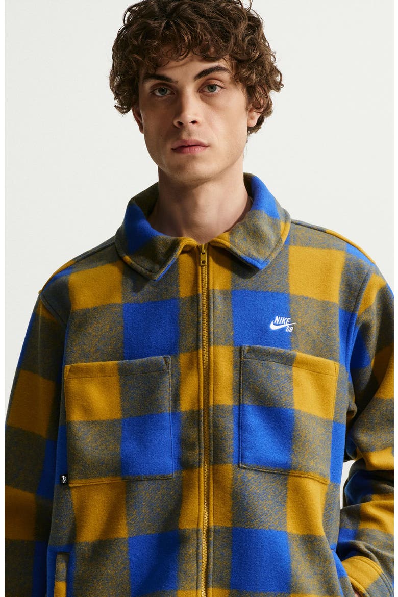 SB Essential Plaid Shirt Jacket, Alternate, color, HYPER ROYAL/ PEAT MOSS