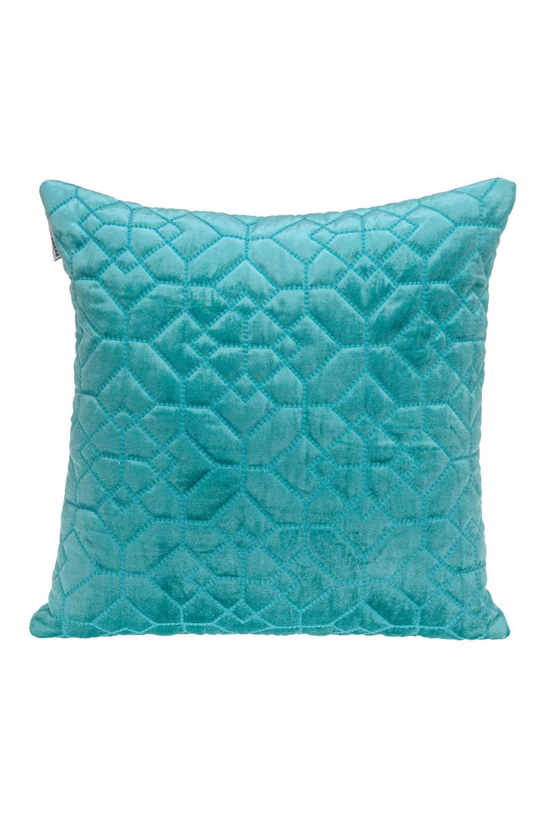 Quilted Velvet Throw Pillow, Main, color, AQUA