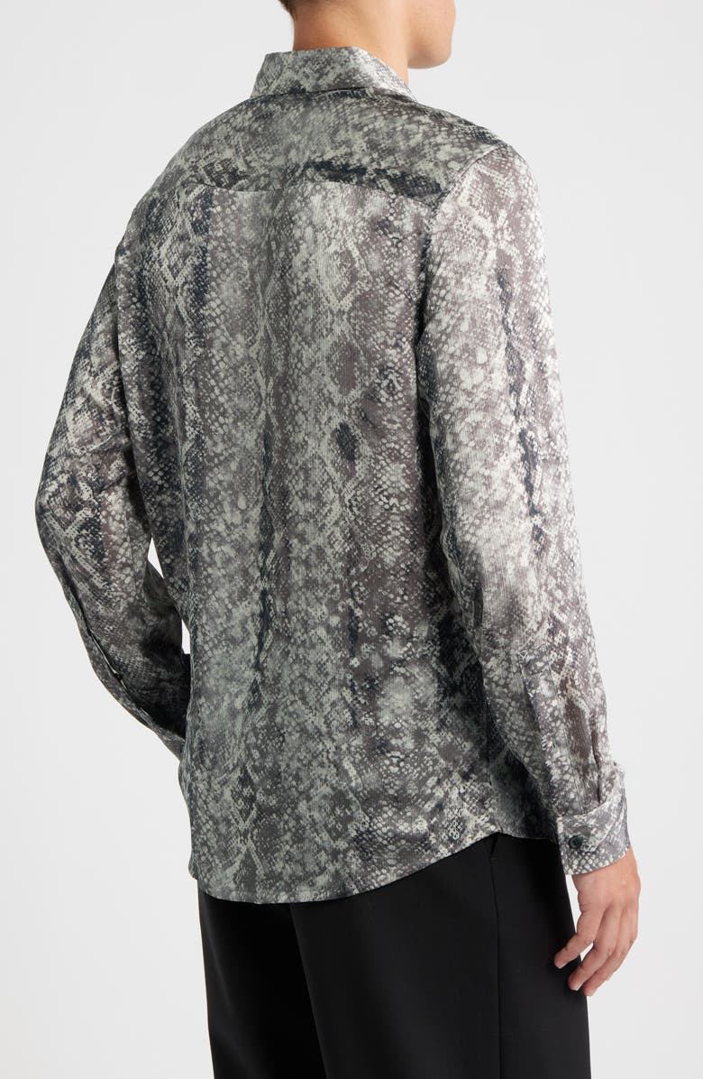 Open Edit Snakeskin Print Satin Button-Up Shirt, Alternate, color, Black- Grey Slither Stripe