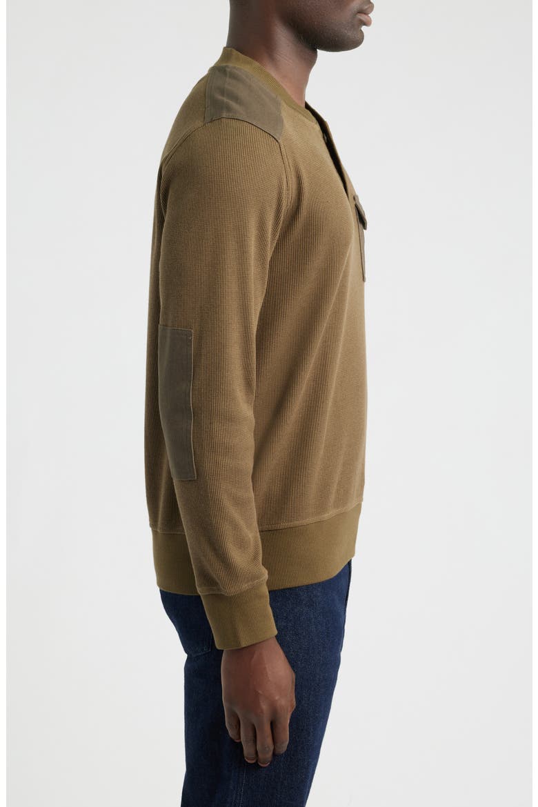Waffle Stitch Stretch Cotton & Wool Henley, Alternate, color, GREEN