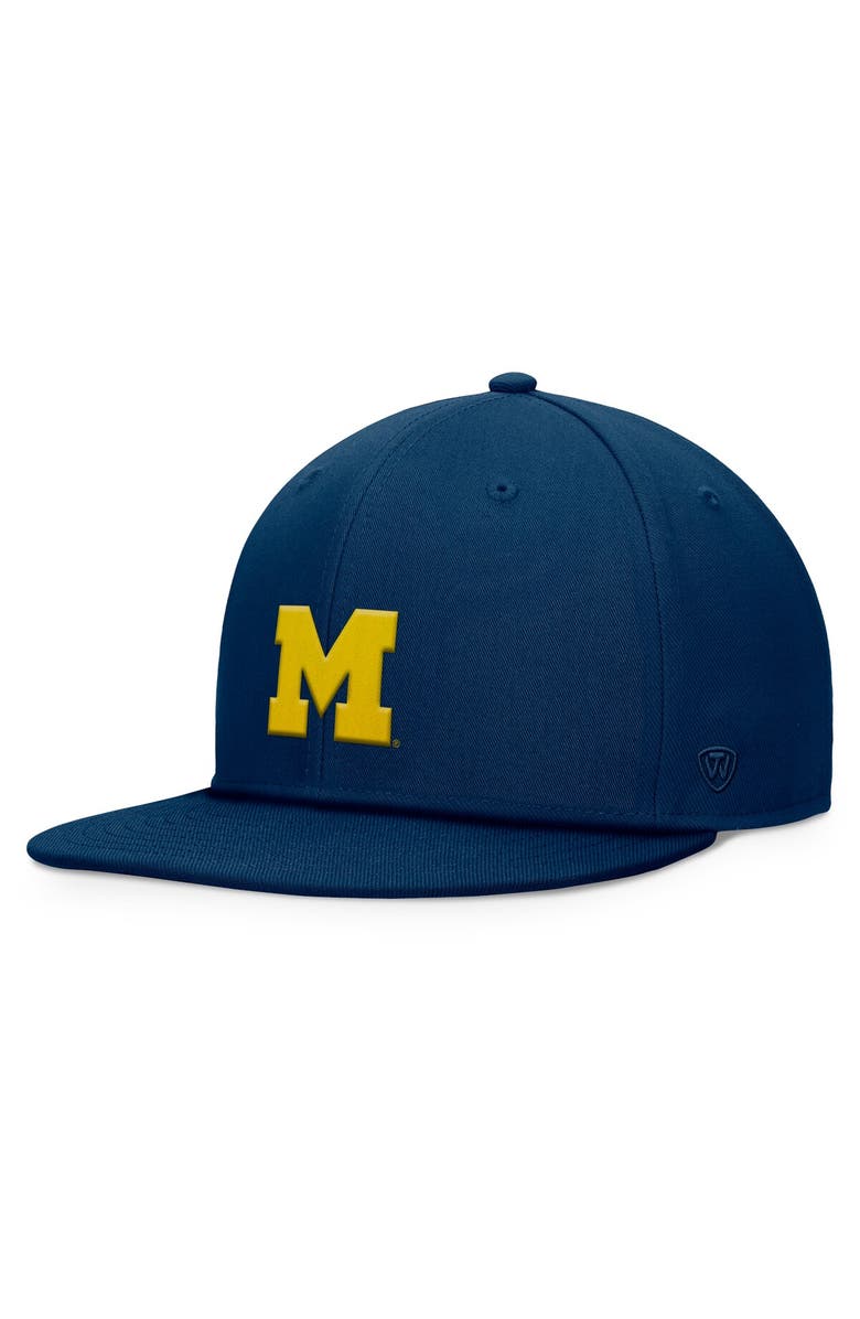TOP OF THE WORLD Men's Top of the World Navy Michigan Wolverines Fundamental Snapback Hat, Main, color, Navy