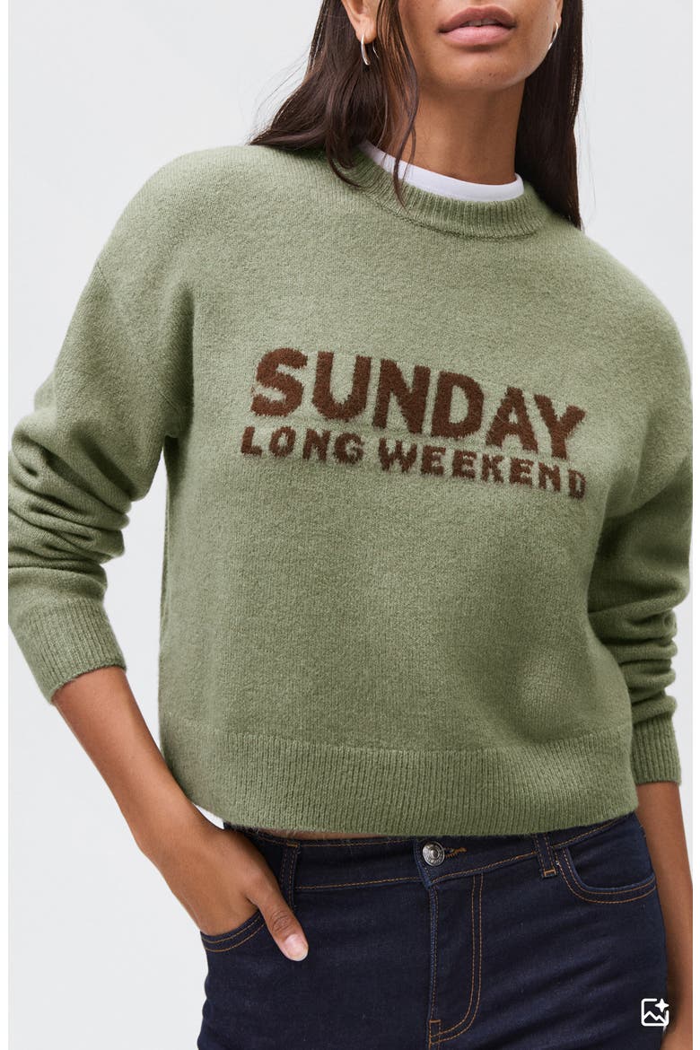 Embroidered Graphic Crewneck Sweater, Main, color, GREEN