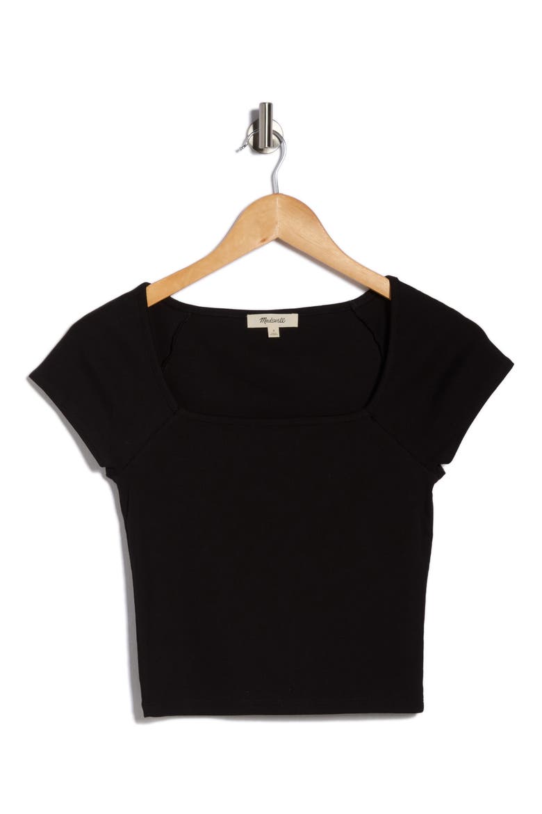 Brightside Square Neck T-Shirt, Alternate, color, JET BLACK
