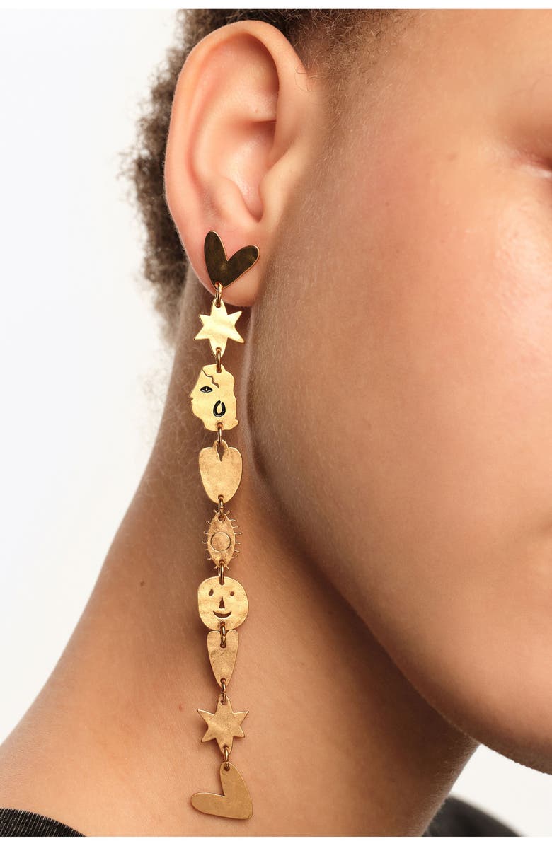 Bimba y Lola Matte Metal Silhouette Earrings, Alternate, color, Gold