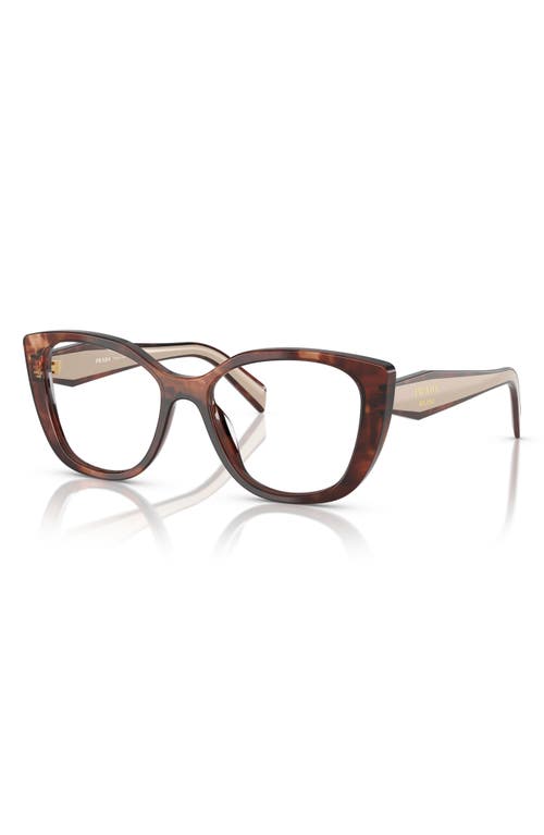 Prada 51mm Cat Eye Optical Glasses In Caramel