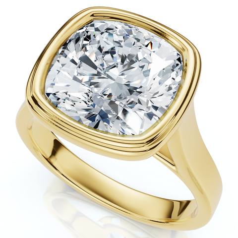 Ceritifed 4Ct Eloise Cushion Cut Bezel Set Diamond Engagement Ring 14k Gold Lab