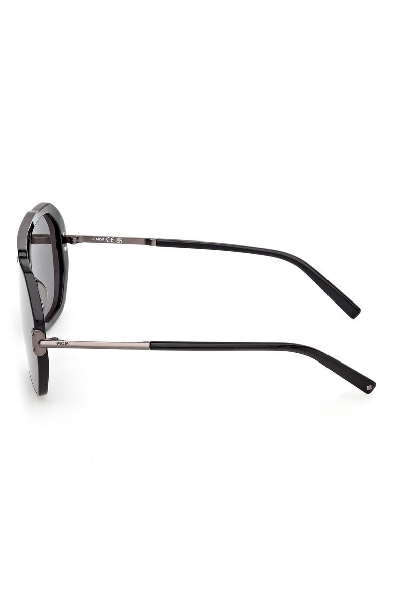 MCM Geometric Sunglasses, Alternate, color, Shiny Black / Nickel / Smoke