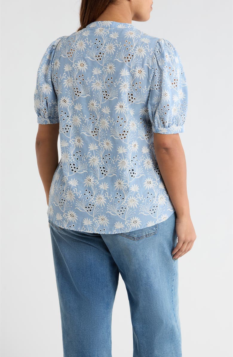 SUGARLIPS Moonflower Eyelet Embroidery Woven Shirt, Alternate, color, Light-Blue