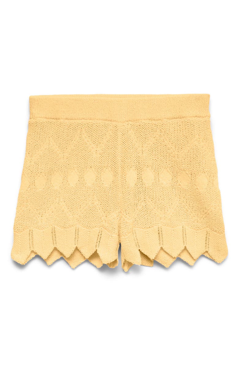 VERO MODA Seashell Sands Pointelle Scallop Trim Mini Shorts, Alternate, color, Golden Haze
