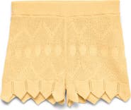 VERO MODA Seashell Sands Pointelle Scallop Trim Mini Shorts