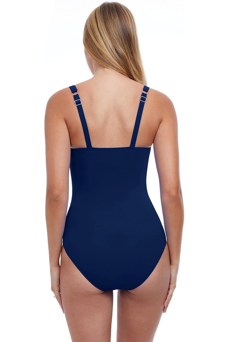 Tutti Frutti Underwire D-Cup Ruched One Piece, Alternate, color, Navy
