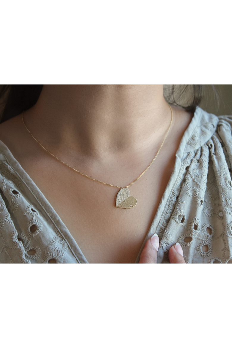 Aether Scattered Diamond Studded Heart Disc Pendant in 14K Gold, Alternate, color, 14K Yellow Gold