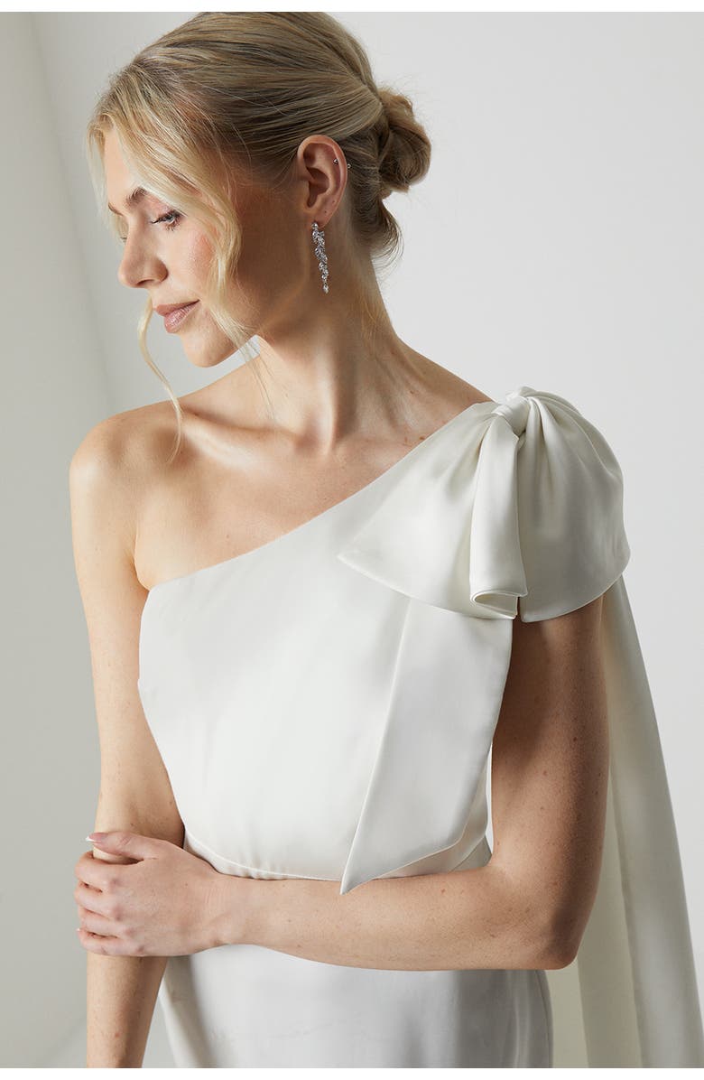 Coast One Shoulder Satin Wedding Dress, Alternate, color, Ivory