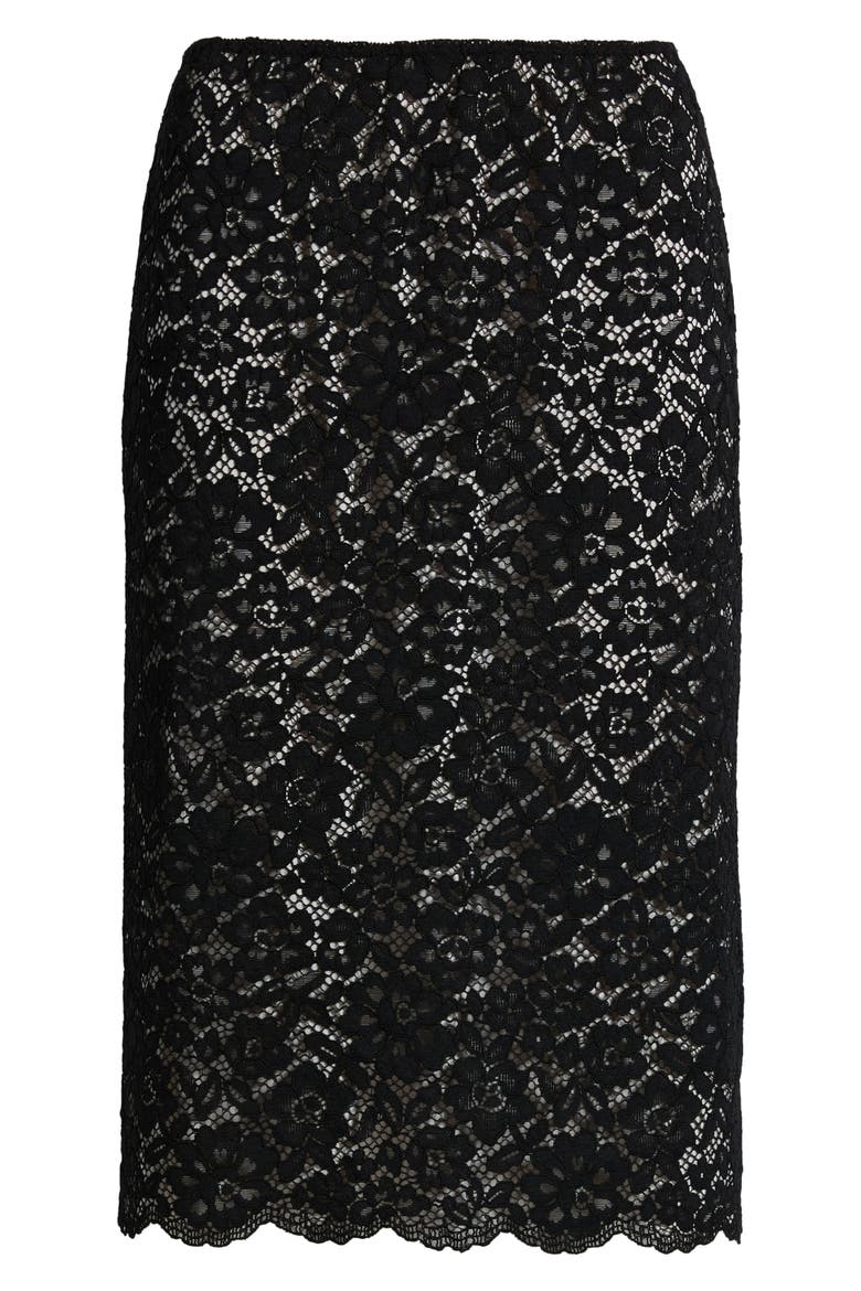 Nandette Lace Midi Skirt, Alternate, color, BLACK
