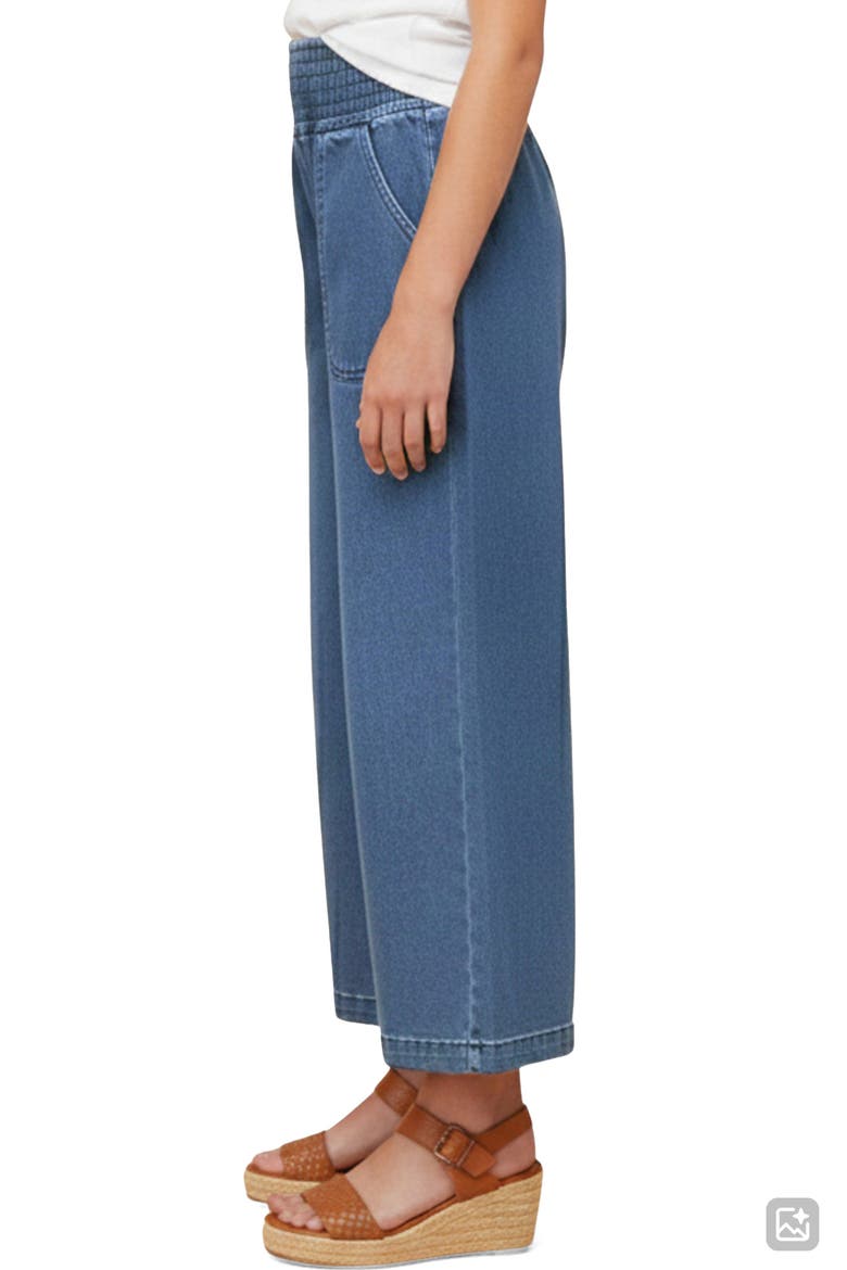 Kids' Smocked High Waist Wide Leg Jeans, Alternate, color, DENIM