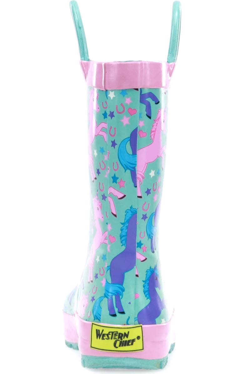 Western Chief Kids' Lucky Unicorn Waterproof Rain Boot, Alternate, color, Turquoise