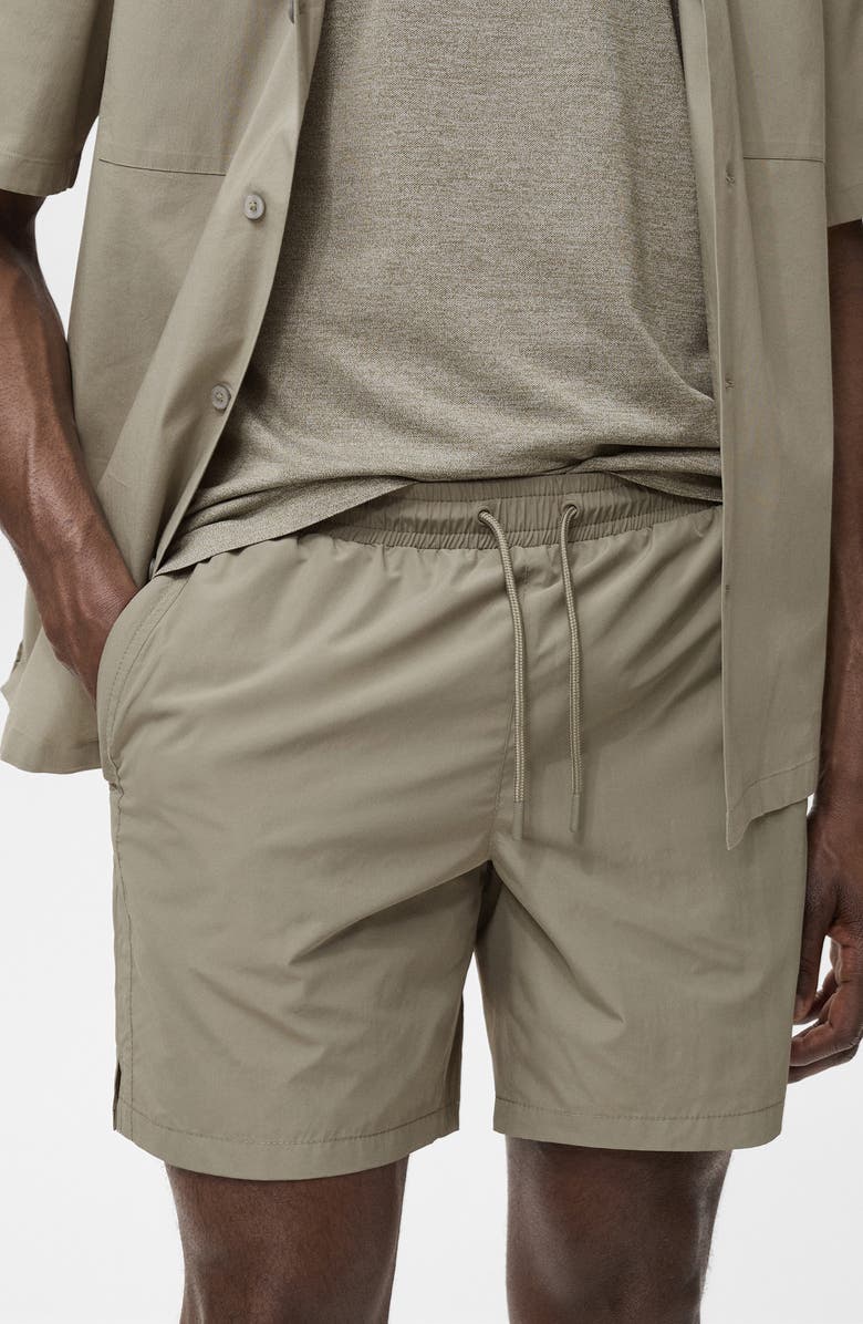 MANGO Zip Pocket Swim Trunks, Alternate, color, Khaki Grey