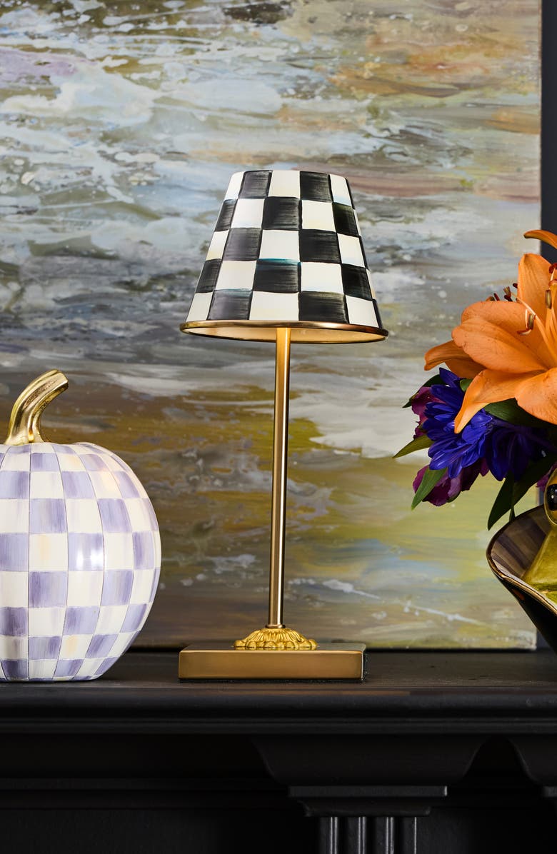 MACKENZIE CHILDS Courtly Check Rechargeable LED Cafe Table Lamp, Alternate, color, Courtly