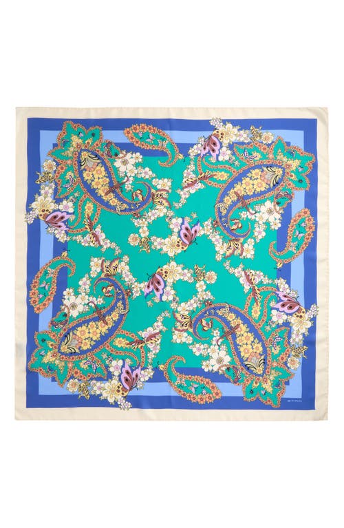 Etro Norma Paisley Silk Square Scarf In Print On Blue Base 3