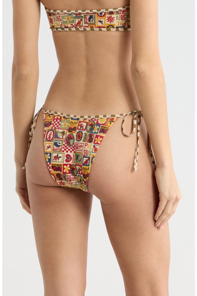 Jasper High Cut Side Tie Bikini Bottoms, Alternate, color, BEIGE MULTI