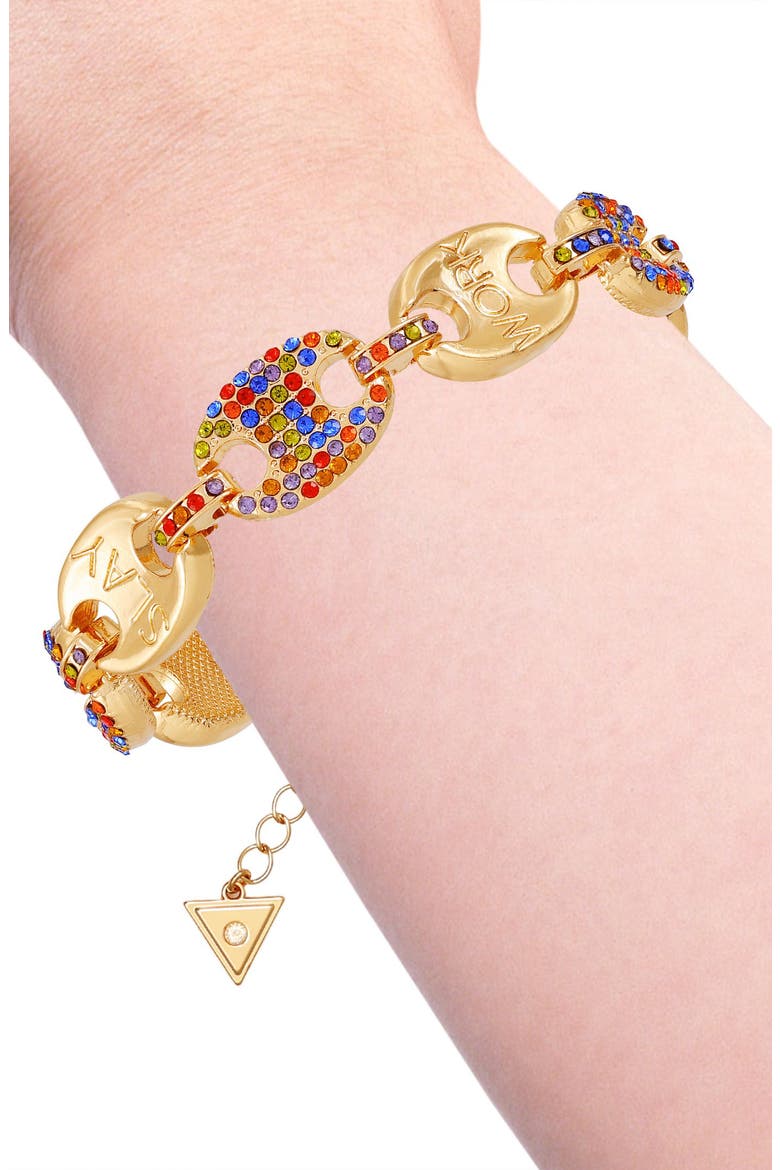 Crystal Mariner Chain Bracelet, Alternate, color, GOLD TONE