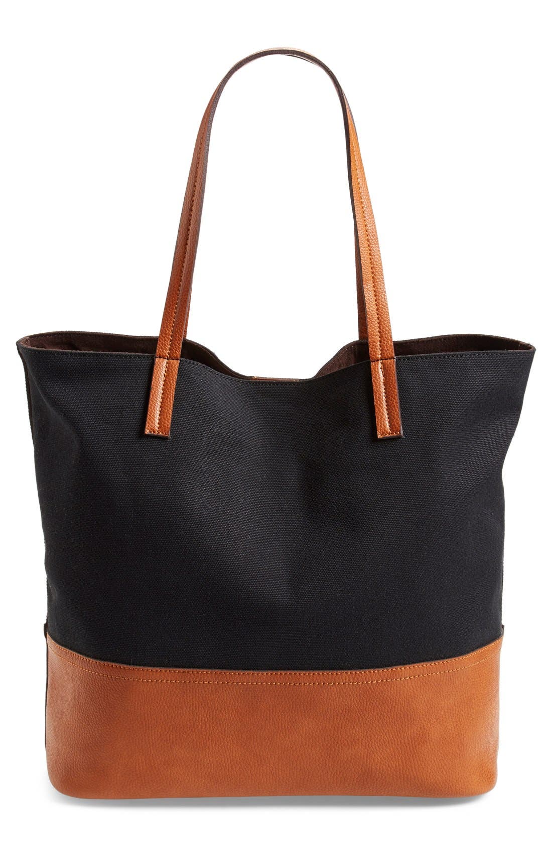 Canvas Tote, Alternate, color, BLACK/ COGNAC