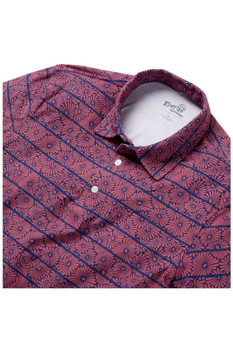 Halu'a Pua Floral Stripe Performance Polo, Alternate, color, RED